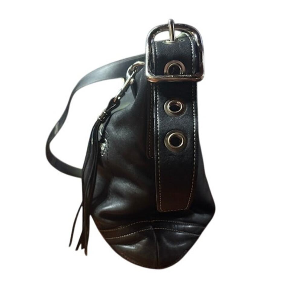 COACH 1415 Vintage Y2K Legacy Slim Hobo Black Leather Shoulder Bag Zip Tassel - Picture 8 of 11
